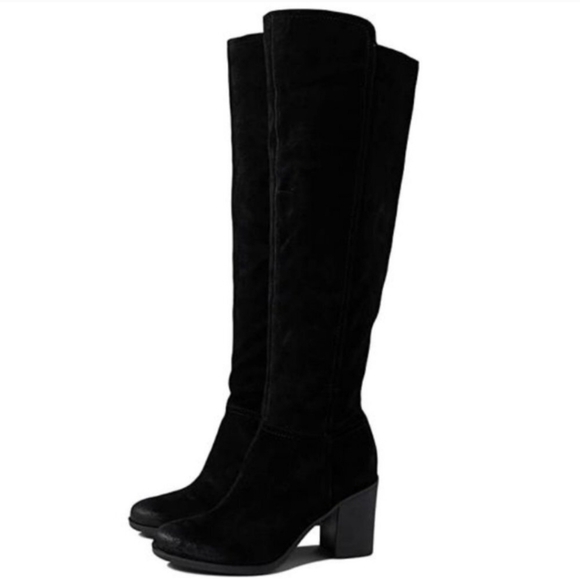 Naturalizer Kyrie Suede Leather Black Knee-High Boots - Picture 1 of 10